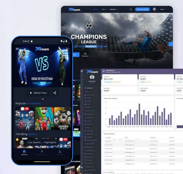 全功能体育直播&游戏直播SAAS平台源码(Web+App)