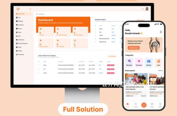 Flutter慈善捐款App源码/公益众筹系统源码/Node.js后台