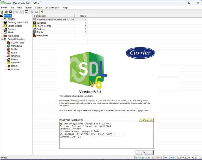 Carrier SDL v6.3.1 空调负荷计算软件｜HVAC设计