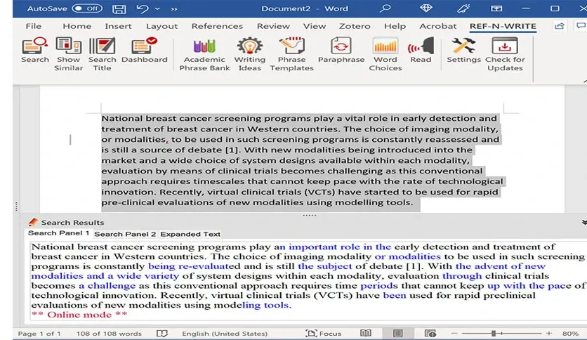 Ref-n-write激活版v7.1_论文写作Word插件_学术短语库