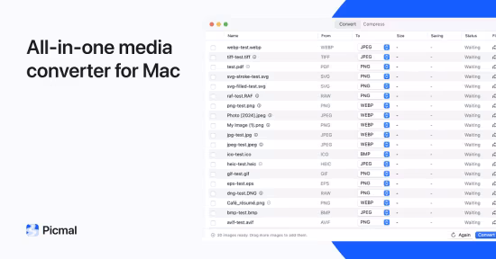 Picmal for Mac 1.6.7_MacOS批量媒体格式转换器