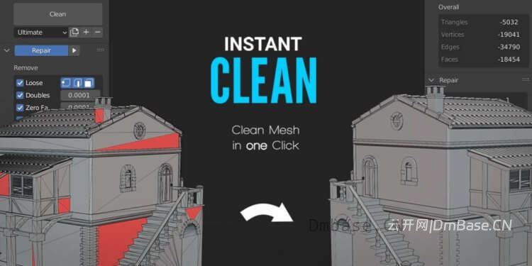 一键网格清理Blender插件_Instant Clean V2.2.5