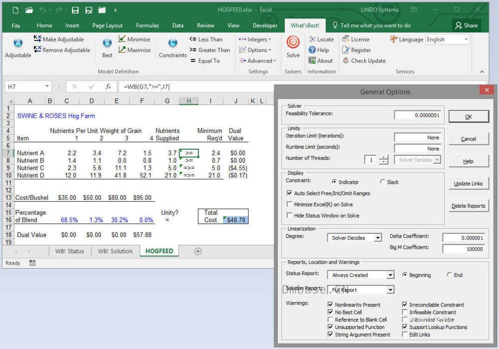 Lindo What'sBest! v20.0.0.2_Excel运筹优化求解插件