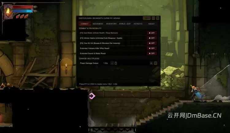 《恶魔城:贝尔蒙特的诅咒》作弊菜单MOD_上帝模式/一招致命等